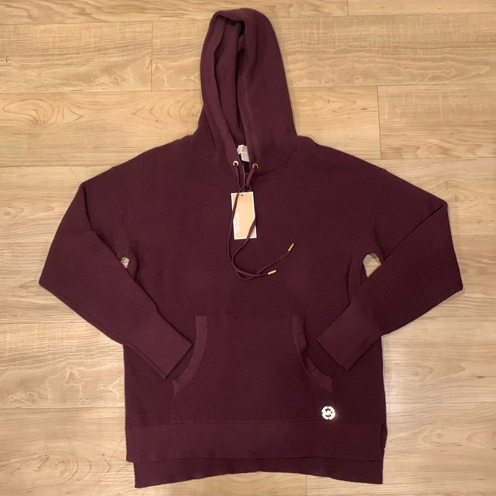 Michael Kors Women’s Waffle-Knit Hooded Sweater Top Size Small